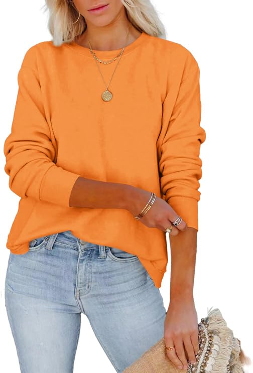 Image of Women's Casual Long Sleeve Crewneck Sweatshirt Loose Flowy Lightweight Pullover Sweatshirts Tops