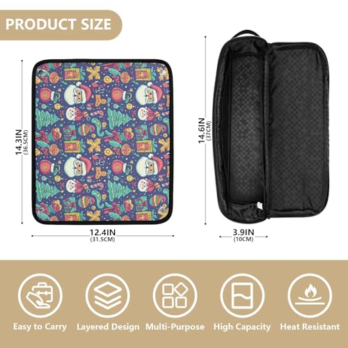 Bolsa de viaje para herramientas de cabello con diseño de árbol de Navidad y pan de jengibre, resistente al calor, ideal para planchas, rizadores y organizador portátil miniatura 4