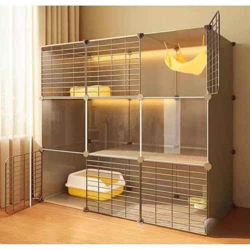 Figoday 2/3段 キャットケージ トイレ付き すのこ ベッド キャットタワー 多頭飼い 室内 猫 小屋 子猫 ケージ 省スペース おしゃれ ブラック 組み立て簡単 猫トイレ 一体化 移動可能 リビング 寝室 ? (プーリーなし,3列3階)