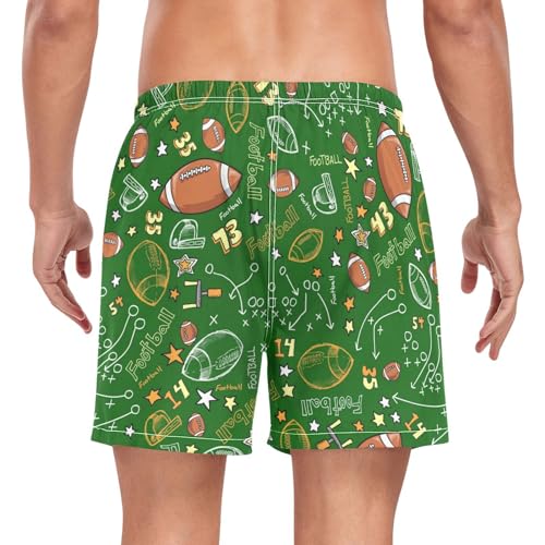 Mens Swim Trunks Football Sports Swim Shorts Quick Dry Beach Shorts with Compression Liner and Zipper Pocket, L2