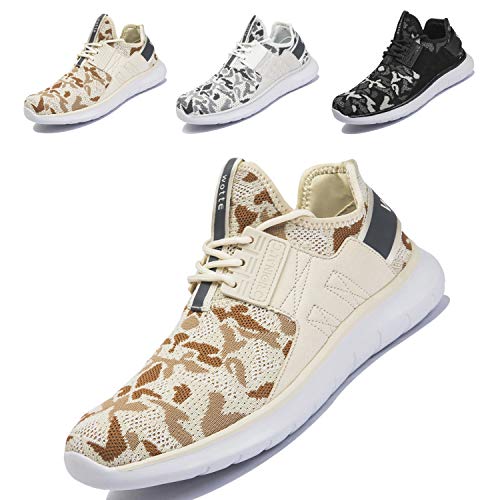 MAYI Zapatillas de Deporte Hombres Running Zapatos para Correr en Asfalto Casual Gimnasio Sneakers 40-50, Beige,43 EU