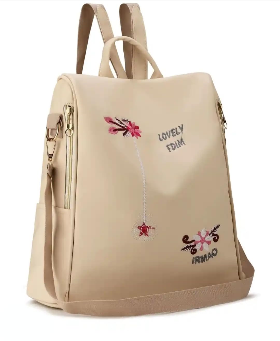Women's Embroidered Handbag Backpack with Adjustable Strap-image-24