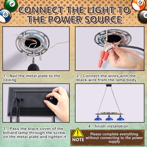 Rossesay 3 Lights Adjustable Pool Table Lights for 7\'-8\' Billiard Light Hanging Pool Table Light Fixture Lighting Pendant Lamp with Metal Shades for Game Rooms, Bulb Not Included (Royal Blue)