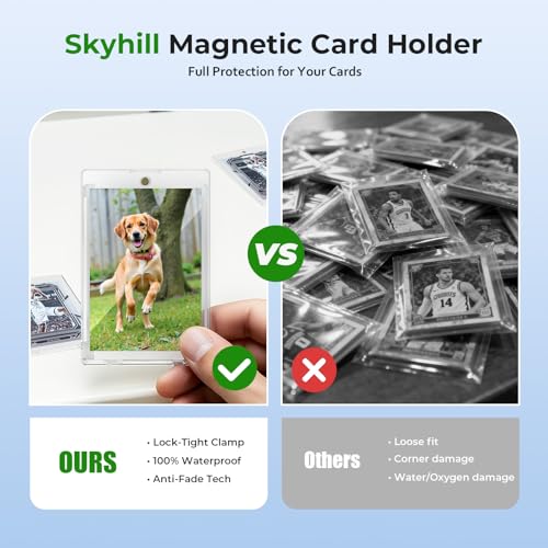Image of SkyHill 102ct Magnetic Card Holder, 35pt Slim One Touch Hard Card Case | U-V Protection & Waterproof Mag Cases for Trading Cards. Display Case for Sports, Baseball, Football, Game Cards, 102 Sleeves