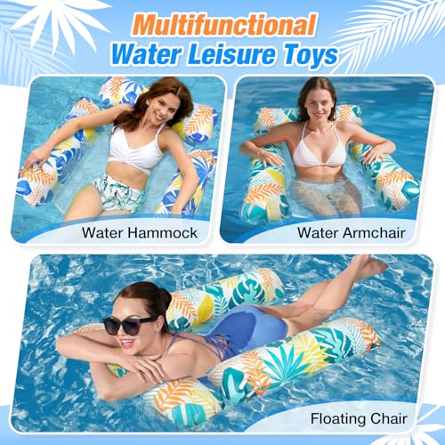 Elidepe Luftmatratze Pool, 3 in 1 Pool Spielzeug Wasserhängematte, 2Stück Pool Zubehör Spaß Erwachsene, Wasserspielzeug Luftmatratze Wasser, Luftmatratze mit Netz,Pool Luftmatratze Aufblasbarer Sessel