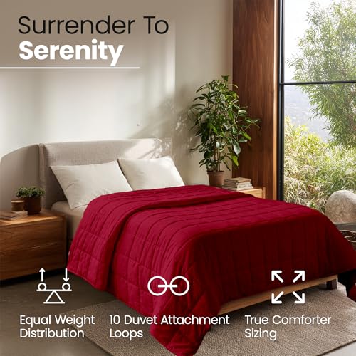 Image of Homesmart 40 lbs Weighted Blanket King Size, Heavy Weighted Blanket, Fits Standard and California King Beds, Red Burgudy