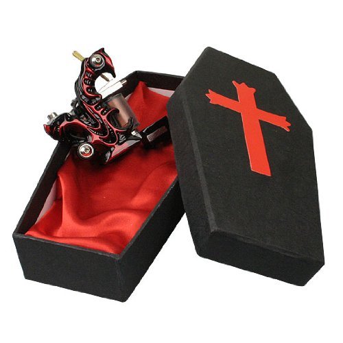 Artistry Fire Red Cast Iron Liner Tattoo Machine Coffin Cool