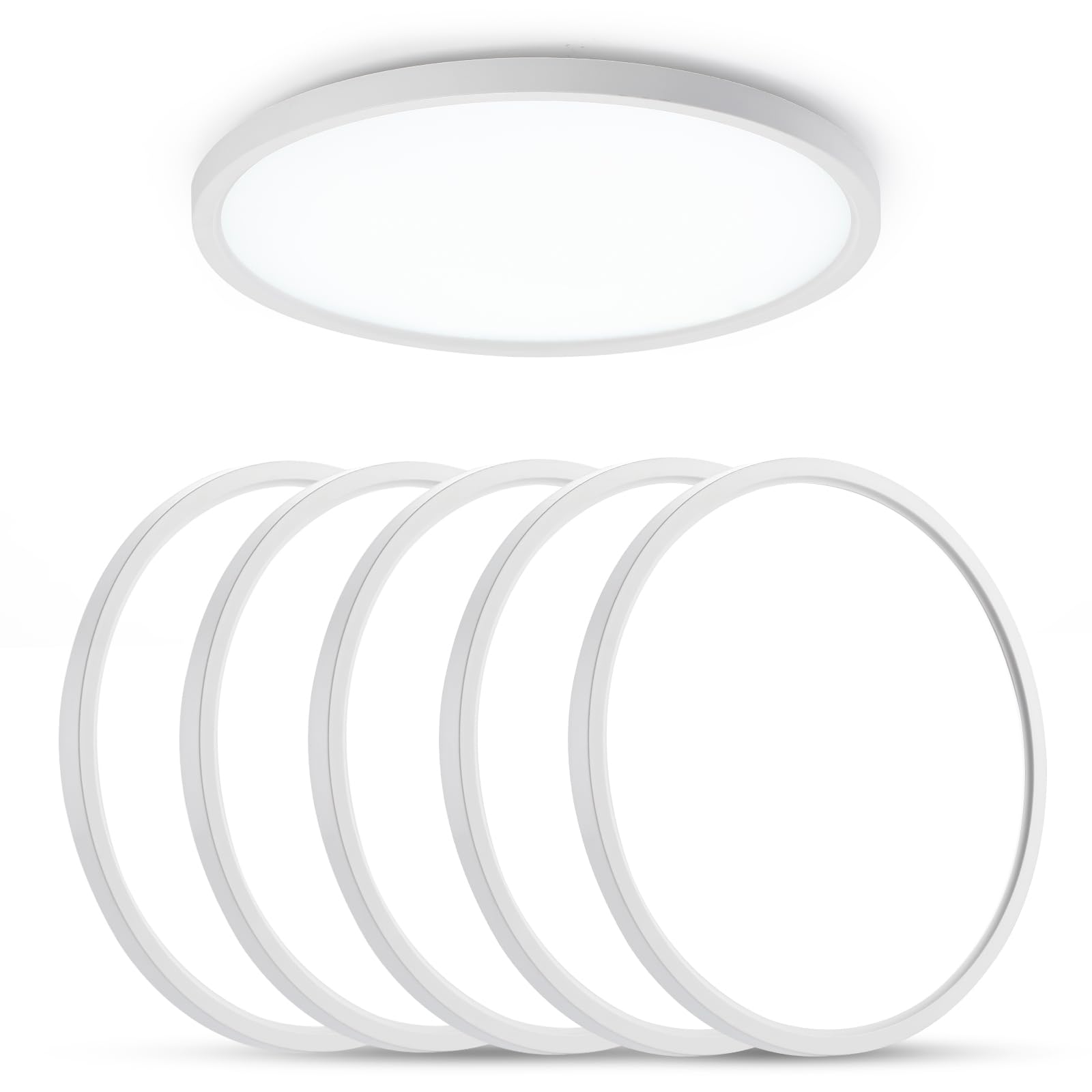 ocioc 6PACK LED Flush Mount Ceiling Light, 12 inch 24W 3200lm Ceiling Light Fixture, Ultra Thin Round LED Ceiling Light for Bedroom,Living Room, Dining Room, Kitchen 5000K Daylight White