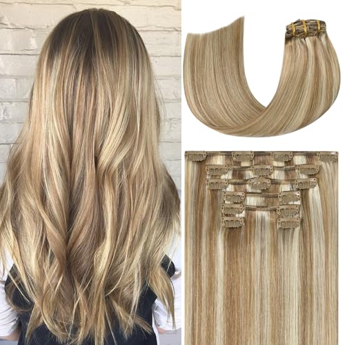 Ukira Blonde Hair Extensions Real Human Hair, 22 Inch 75g
