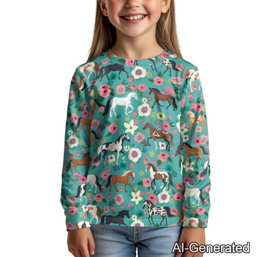 Image of Renewold Boys Girls Tees Kids T-Shirt Long Sleeve Crewneck T Shirts Casual Athletic Tops Clothing for Home School Travel