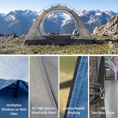 Image of ShinHye Backpacking Tent 2 /3 /4 Person - Ultralight Dome Portable Tents for Camping Easy Set Up, Outdoor Hiking Waterproof Camp Instant Tent Two Doors Double Layer