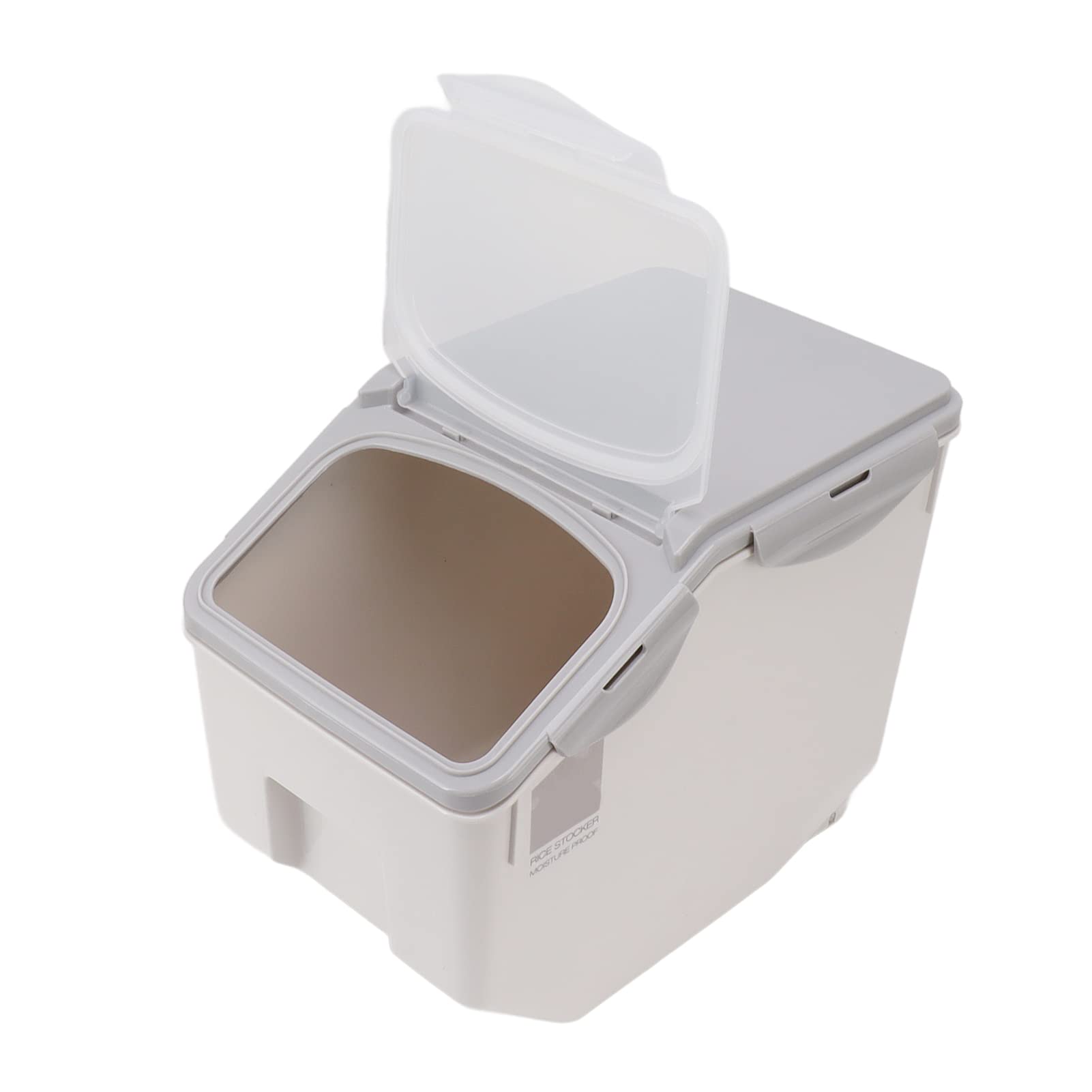 FTVOGUE Grande Contenitore Ermetico per Alimenti, Dispenser per Riso da 20 Libbre, con Coperchio Sigillato e Misurino, per Dispensa da, Alimenti Secchi, Cereali, Fagioli (Grigio 15 kg)