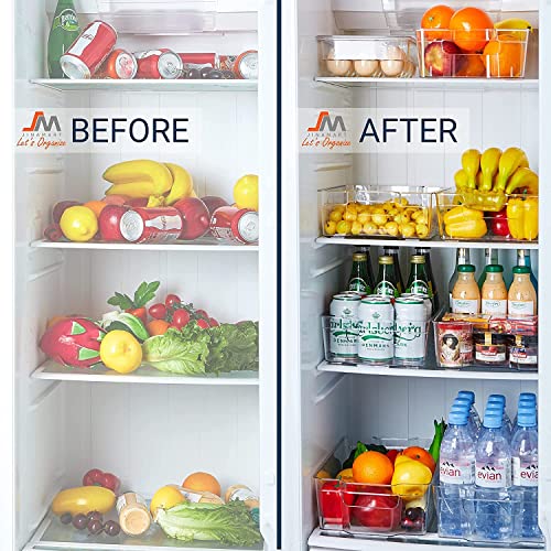 Image of Snazzy Refrigerator Organizer Bins - 6pcs Clear Plastic Bins For Fridge, Freezer, Kitchen Cabinet, Pantry Organization and Storage, BPA Free Fridge Organizer, 12.5 inch Long-Medium