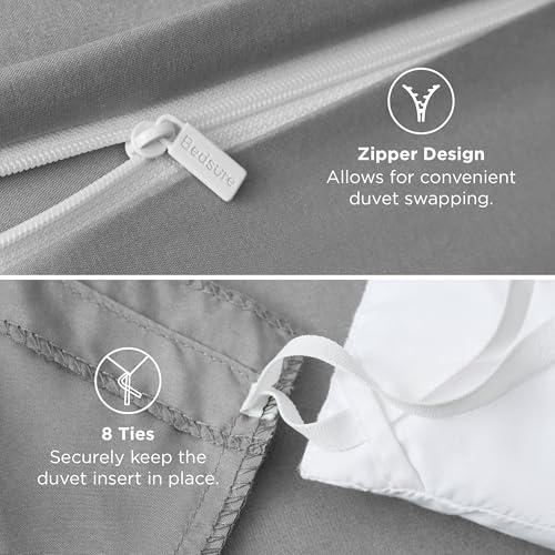 Image of Bedsure Duvet Cover Queen Size, 1Pc Soft Double Brushed Bedding, Grey | For Kids & Adults, 90 inchx90 inch, Only 1 Comforter Cover, No Pillow Shams, Hotel Luxury, Breathable, Lightweight, Zipper Closure