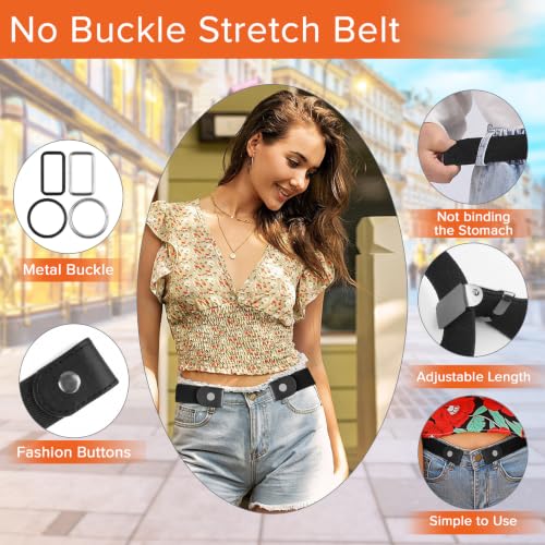 Image of No Buckle Belts for Women, Elastic Belts for Women, Comfortable Womens Belts for Jeans, Stretch Belts for Women
