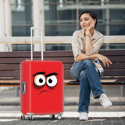 Image of Angry Face Luggage Cover, Washable Funny Cartoon Suitcase Cover, Stretchable Travel Suitcase Protector Anti-scratch Bag Cover,M