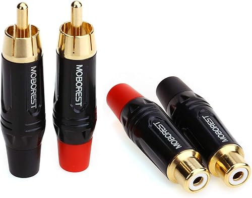 Miniatura 3 de Moborest - Adaptador de conectores RCA de audio/phono, chapado en oro