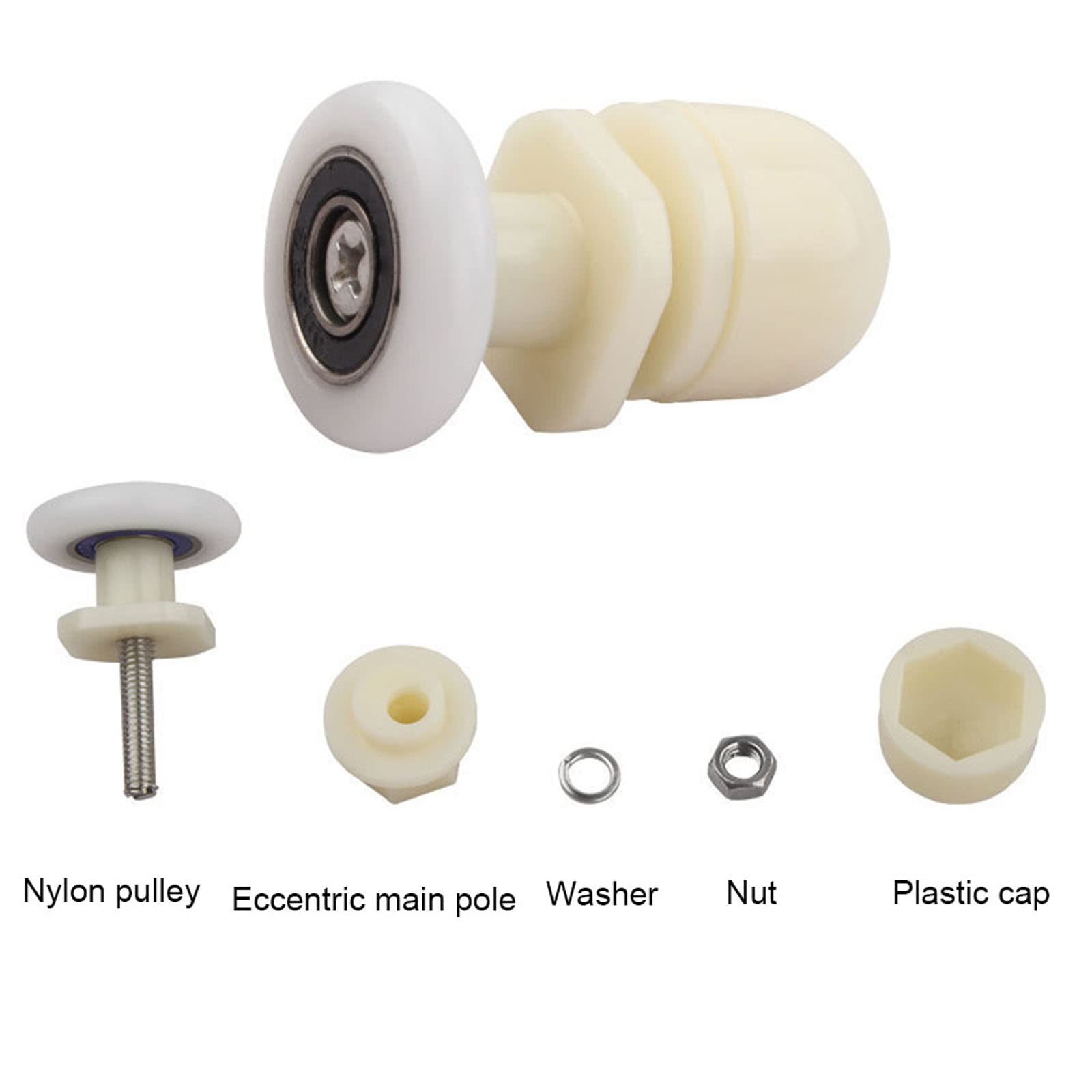 Qikuver 4PCS Shower Door Rollers, Copper Rod Pulley, for The Bathroom Glass Sliding Door Pulleys/Wheels - Image 3