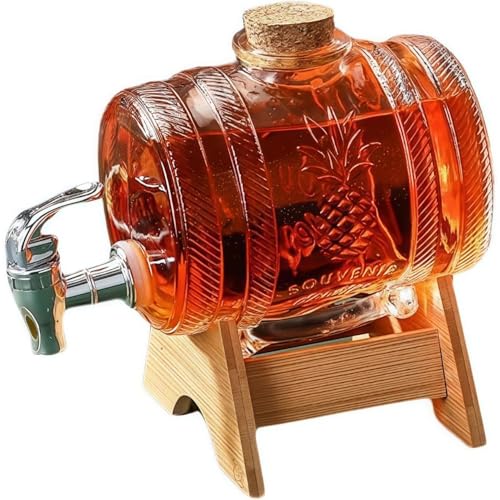 ITMEAT飲料ポット蛇口付きガラスポットケトル保存ボトル梅酒果実酒瓶缶冷水ポット自家製飲用家庭用店舗用透明 (1L)