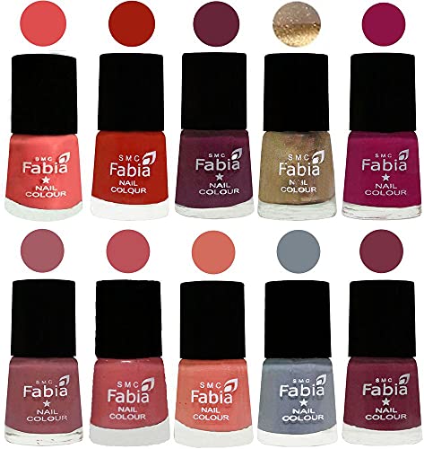 Image of ALL IN ONE (PACK OF 10), Long Lasting Glossy Nail Polish, 6 ml Each, All Vibrant Colours,01831