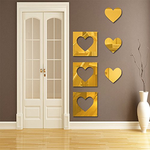 Buy Wall Decals Wall Décor Mirror Wall Stickers Heart Wall Decals Gold Wall Décor