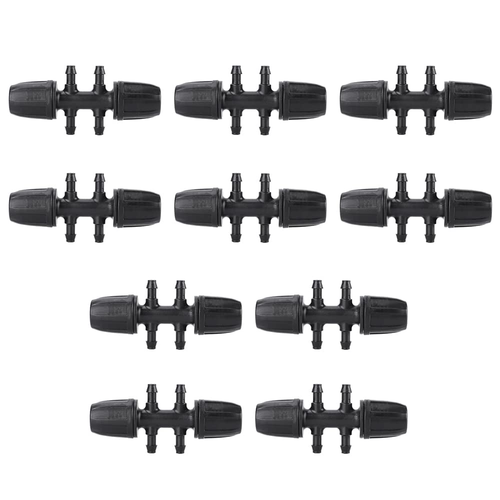 SagaSave 10Pcs Water Hose Locking Connectors, Garden irrigation locking Couplings for Hose Garden Hose Repair Kit (6-Way Reduce Tee)