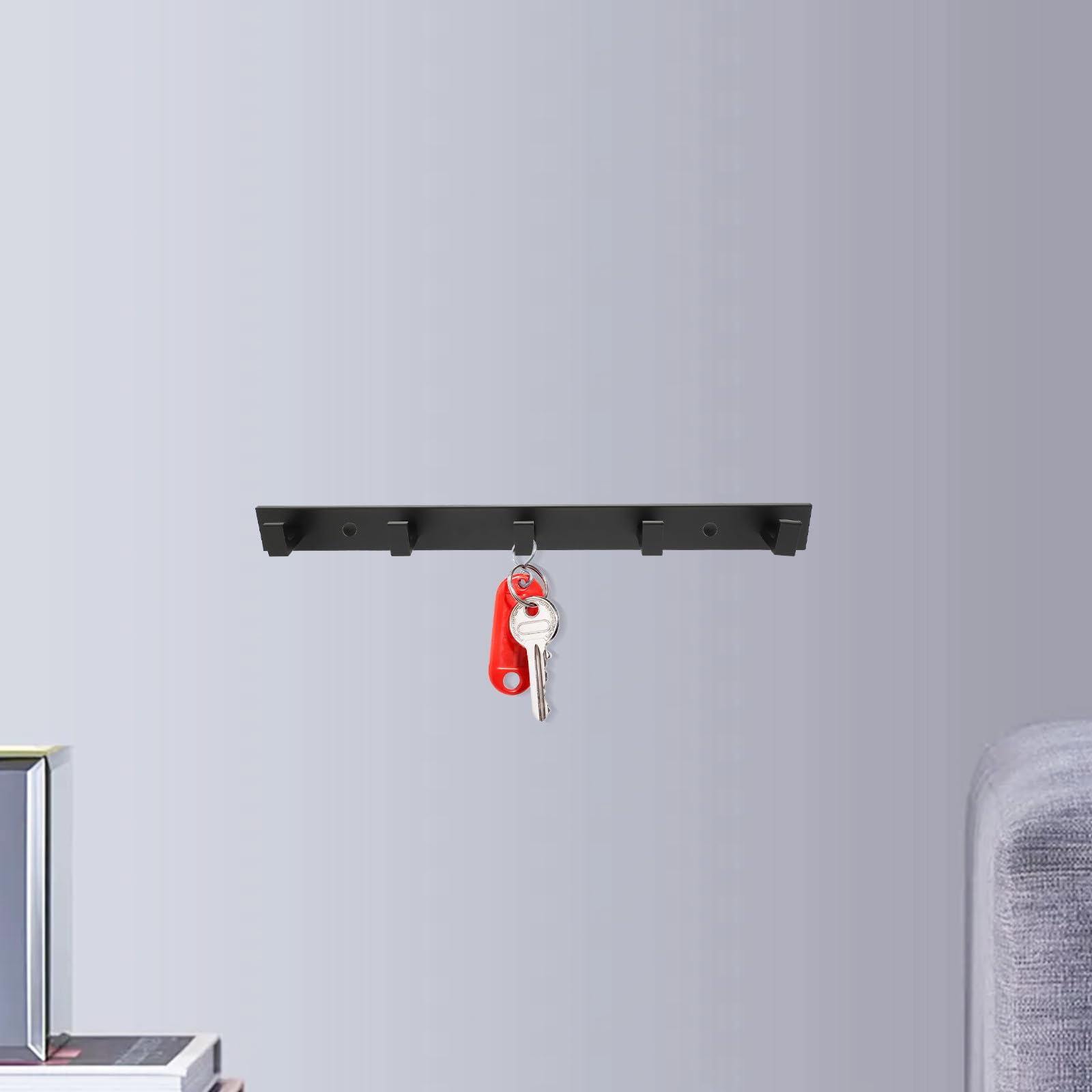 Gancio da Parete Adesivo in Alluminio Nero per Bagno e Cucina, Ganci Autoadesivi Multiuso per Asciugamani, Accappatoi e Cappotti, Attaccapanni senza Fori per Porta e Pareti