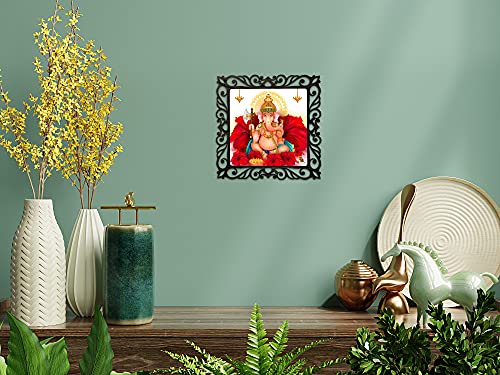 Image of Casa Rica ganesh ji photo frame painting wall hanging home decoration for wall, living /bed room, lobby(12inch x12inch) (SAS002) mdf laser cut