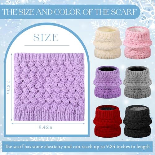 Cozypower 6 Pcs Kids Winter Knitted Infinity Scarf Girls Boys Neck Warmer Double Layer Fleece Lined Neck Gaiter Windproof2