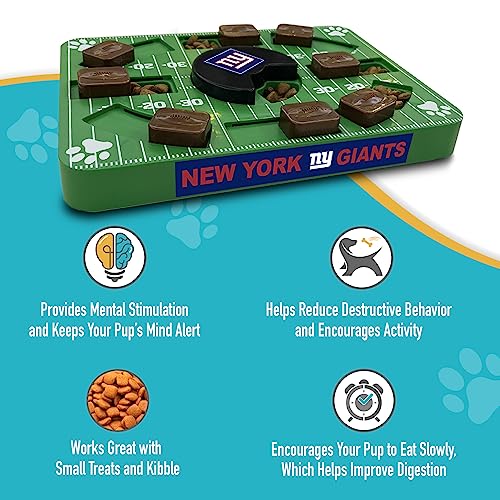 Image of Pets First NFL New York Giants Puzzle Toy for Dogs, Slow Feeder Board for Pets, Interactive Doggie Treat Toy