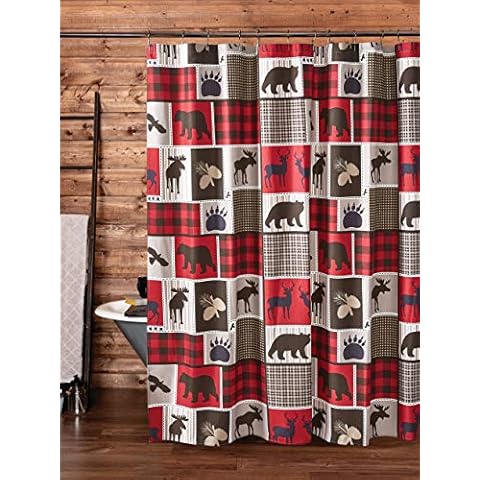 VIRAH BELLA Rustic Shower Curtain Set - Cloth Shower Curtain - Shower Curtains for Bathroom - Farmhouse Shower Curtain - Decorative Shower Curtain - 72" L x 72" W - Lodge Life Shower Curtain Cover
