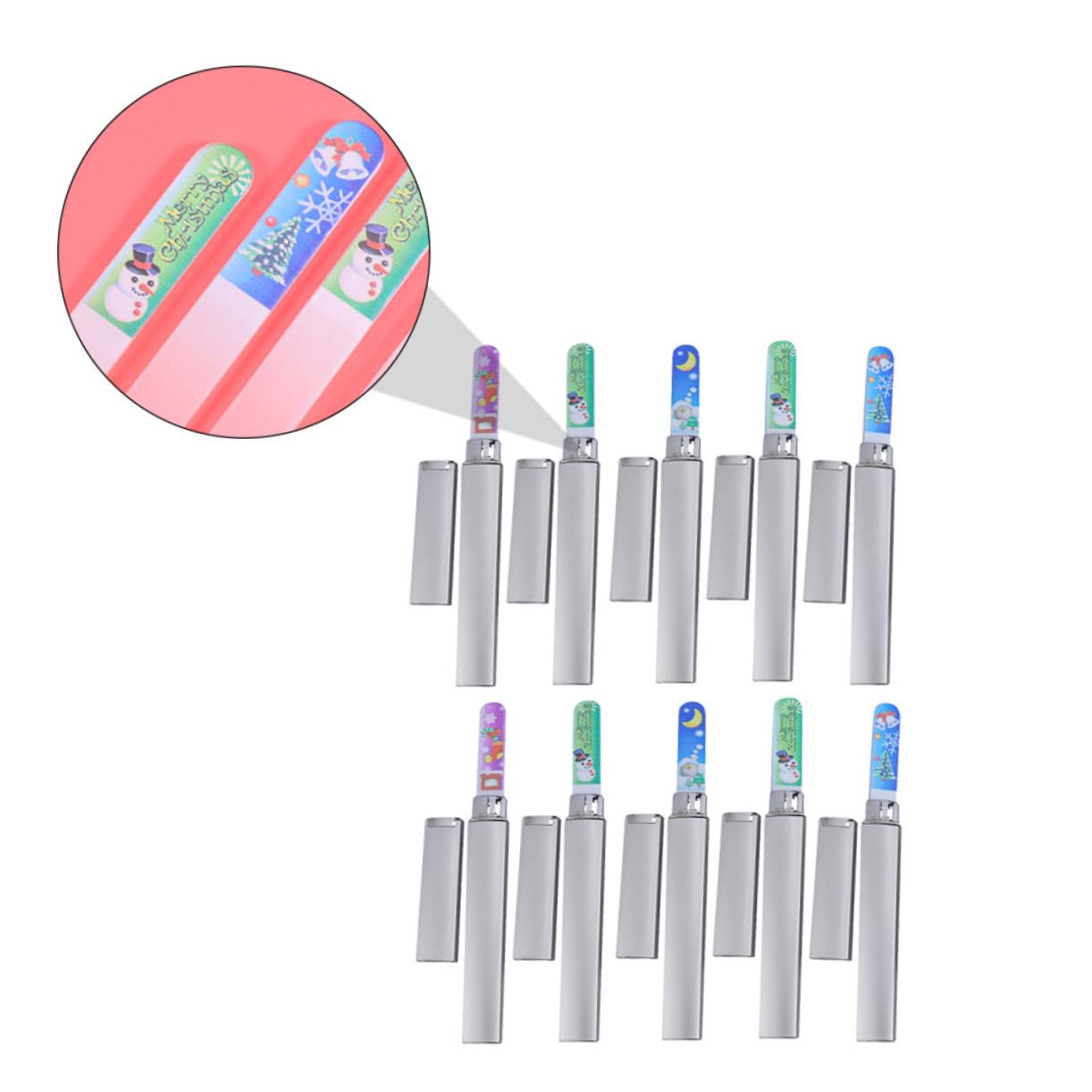 FRCOLOR 20 Piezas archivo de cristal de Navidad christmas limas para uñas pulidor de uñas lima de uñas para uñas naturales suministros de arte de uñas limas de uñas de vidrio