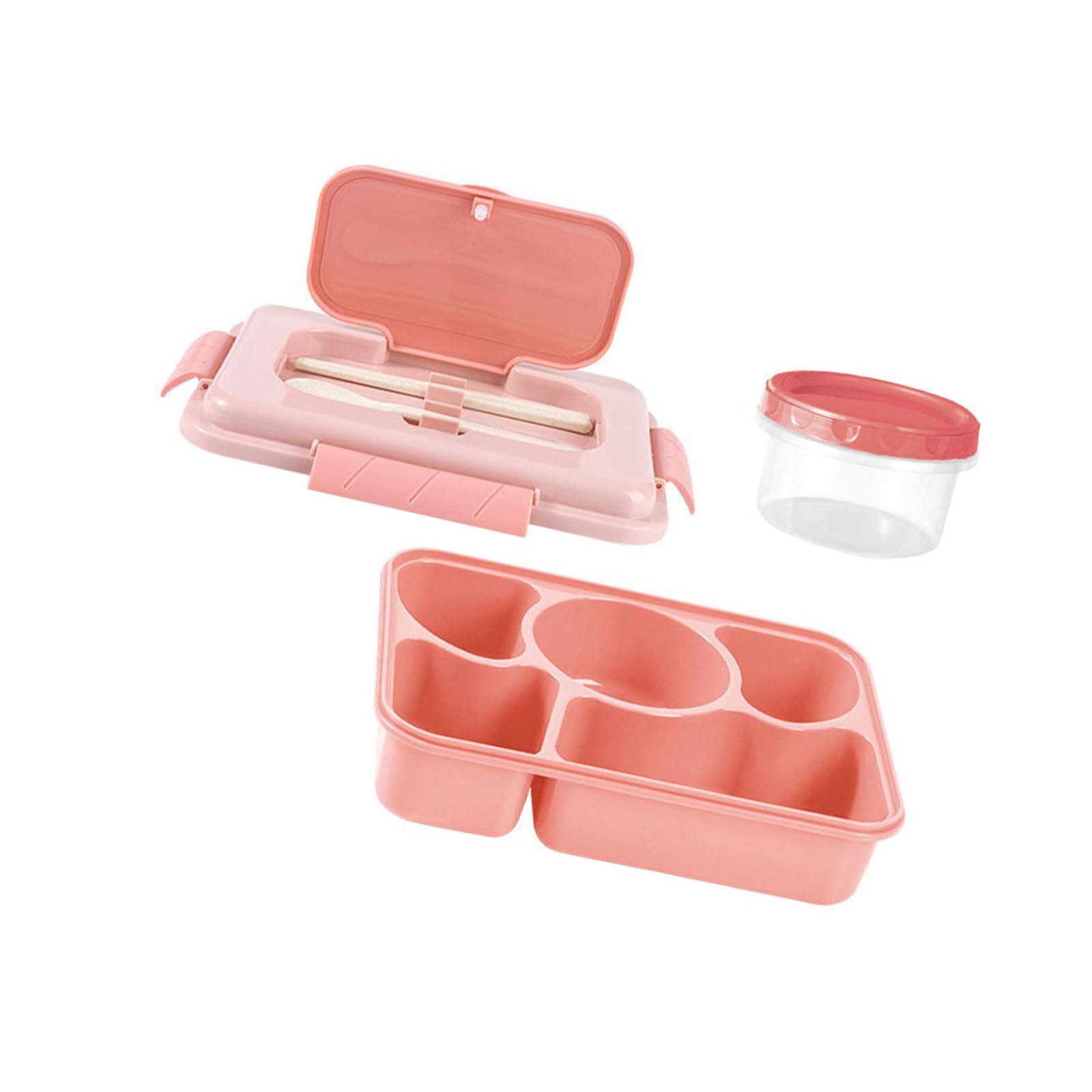 MALSSE Microwave Safe Multi Compartment Lunch Box with Soup Container and Utensils Leak Proof Design for School Meals Multi Compartment Bentos Box with Soup Bowl