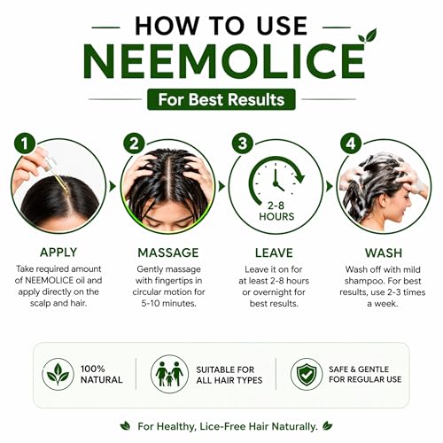 Image of Vibha's | Neemolice Oil (Lice Killing Hair Oil) - Natural Herbal Treatment with Neem Extracts for Effective Head Lice & Nit Removal, Soothes Scalp, Reduces Itching, and Prevents Re-Infestation | Safe for All Hair Types - 500 ml
