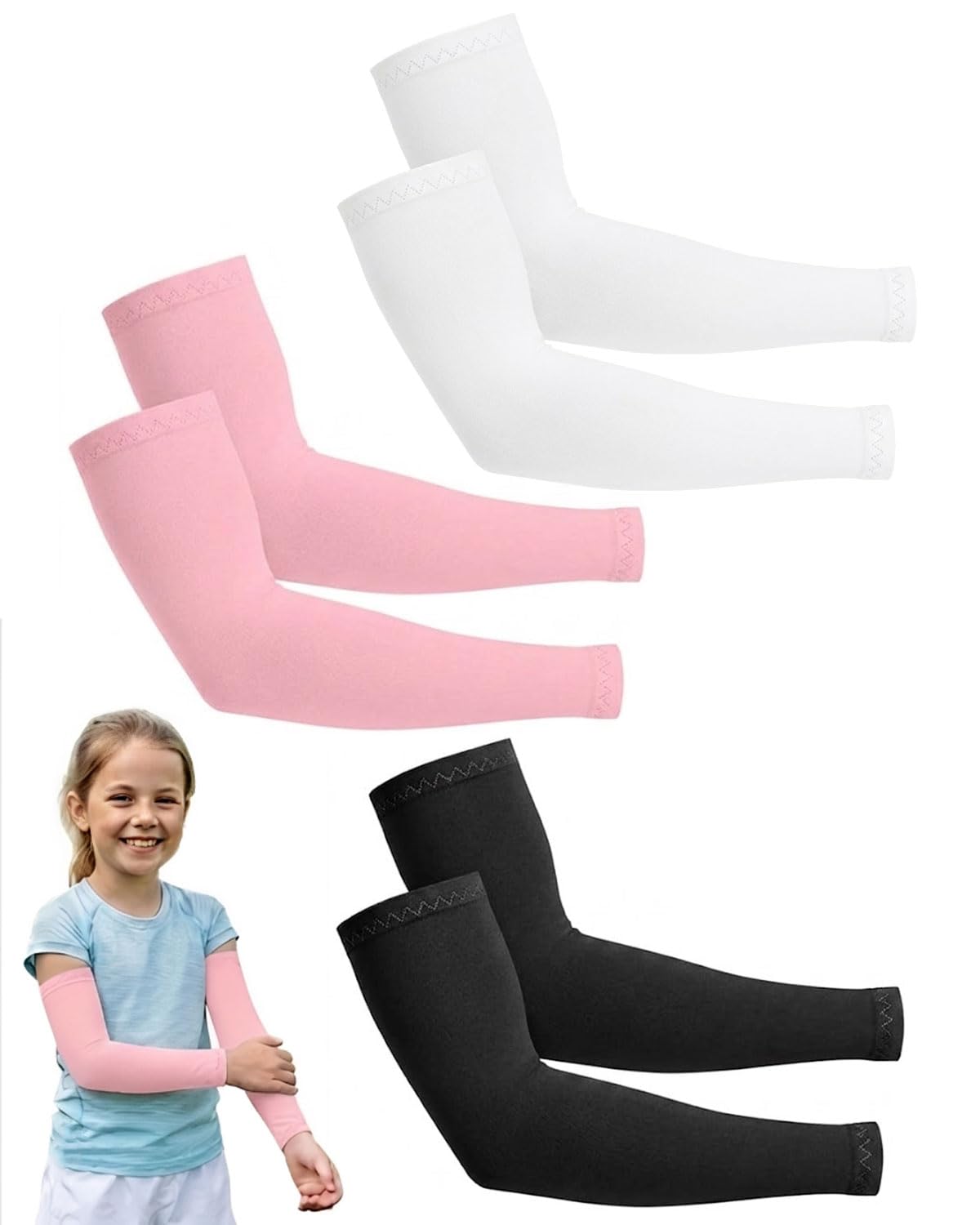 Manicotti Protezione Solare Bambini, Manicotti Braccia Anti UV per Calcio Pallavolo Basket, per Esercizio all'Aperto, Manicotti Sportivi per Ragazzi e Ragazze