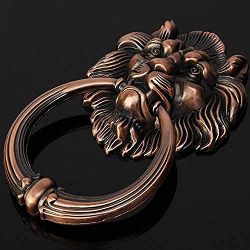 ZGJYSP 20cm Großer Antiker Löwe Türklopfer Lionhead Türklopfer Lions Home Decor Möbelgriff Hardware Klopfer(Farbe:Rot Bronze) Cover