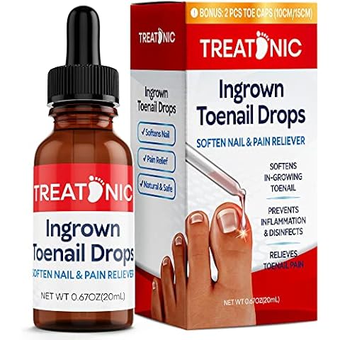 Treatonic Ingrown Toenail Treatment - Ingrown Toenail Pain Reliever and Softener Kit for Easy Trimming with Silicone Gel Toe Caps Cover