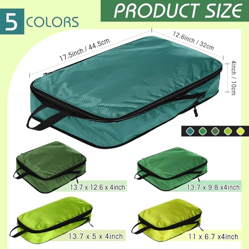 5 Pack Compression Packing Cubes for Travel Space Saving Travel Cubes for Suitcase Backpack Compressible Waterproof Luggage Organizer for Business Vacation Daily Use(Green,Mixed)2