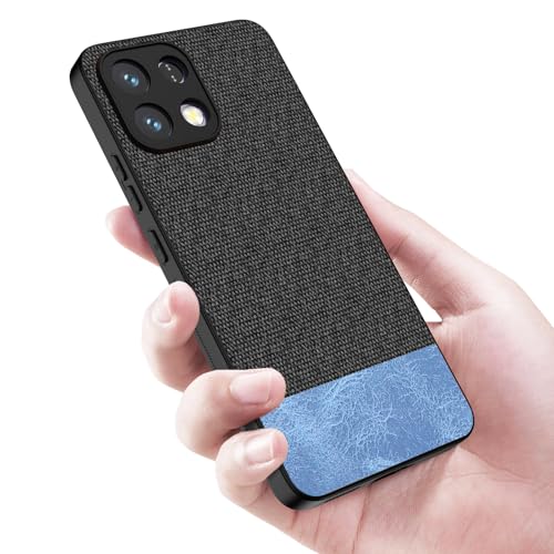 Image of Kapa Soft Fabric & Leather Hybrid Protective Back Cover for Oppo K13 5G | Shockproof Slim Hard Anti Slip Back Case (Black,Blue)