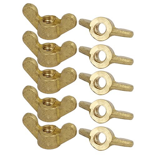 Aexit M6 Thread Home Hardware 1mm Pitch Brass Wingnut Butterfly Wing Nut 10pcs Model:58as217qo248