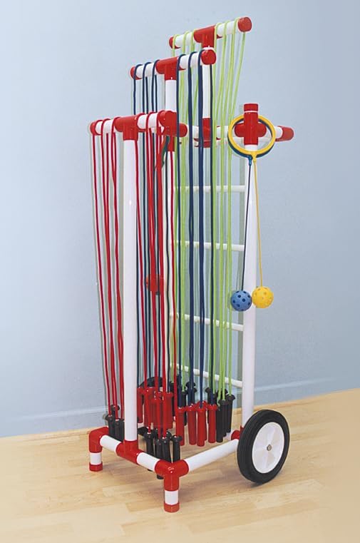 All Terrain Jump Rope Cart – Ball Storage Cart | Heavy-Duty Construction | Easy Assembly | 24" L x 19" W x 65" H