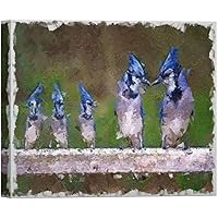 SIGNWIN Canvas Wall Art A Group of Blue Cardinal Birds on a Branch Birds Wilderness Oil Painting Realism Contemporary Colorful for Living Room, Bedroom, Office - 12x18 inches