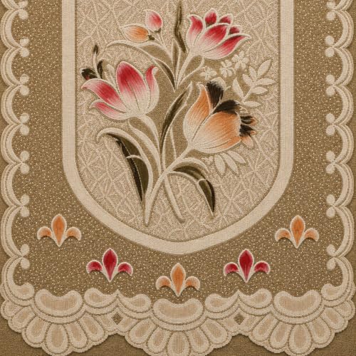 Image of STITCHNEST Florenza Beige 10 Piece Cotton Net Sofa Slip Cover |5 Seater