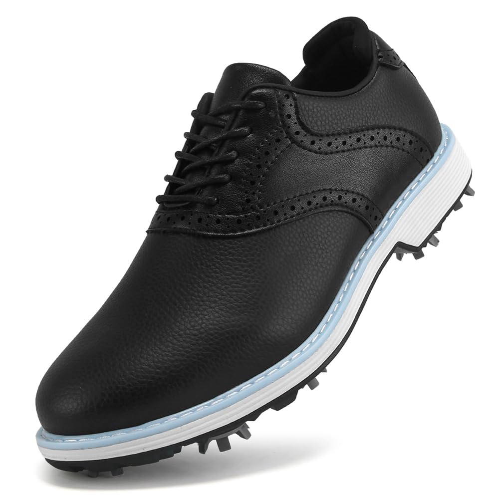 SDEQA Zapatos de Golf Impermeables para Mujer con 9 Clavos Cuero, Zapatillas de Golf para golfistas, Talla Grande