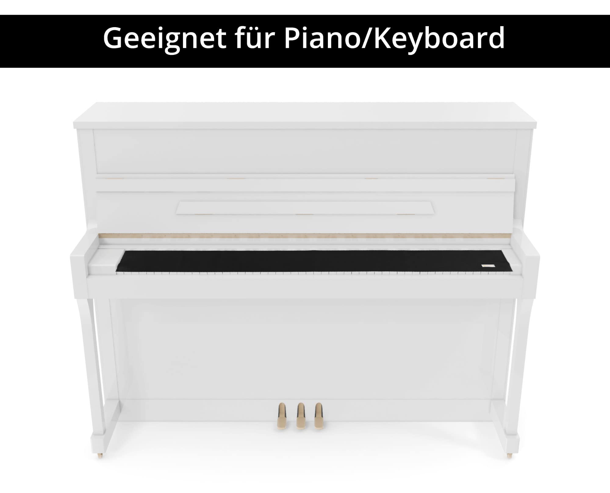 Tapis de Clavier Modèle “Kirstein” - Protection anti-poussière en feutre de haute qualité - Tapis pour piano, queue et piano numérique - Noir