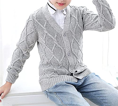 Boys' Cardigans, Solid V-Neck Diamond Button Up Knit Cardigan Sweater Outerwear For Boys, A# Grey, 3-4T = Tag 110 #TOP2