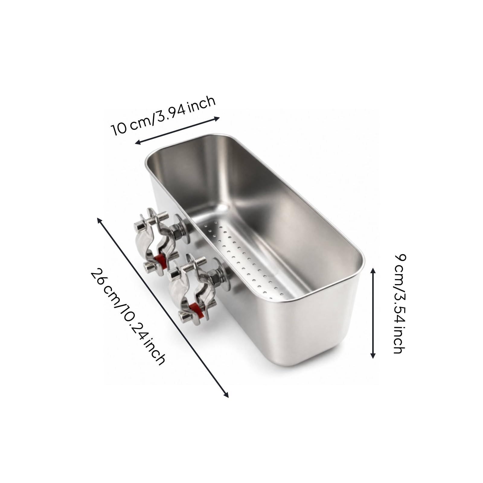 LOVIVER Recipiente Portacebos Pesca con Pinza Montaje para Acero Inoxidable con Perforaciones Drenaje Acuada para Pesca y, Diámetro De Soporte 25mm