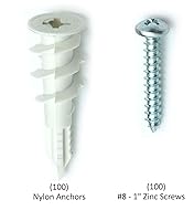 Vista 4 de Kit de anclaje para paneles de yeso/pared hueca autoperforante de nylon CONFAST con tornillos, 200 piezas (100) anclajes #8 y (100) tornillos de 1