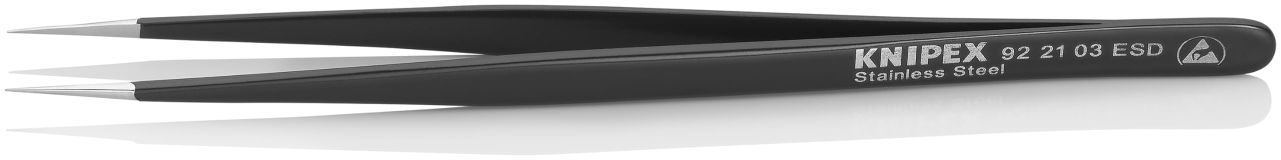 KNIPEX Universal Tweezers ESD Matt Finish Smooth 140 mm, 92 21 03 ESD, Black