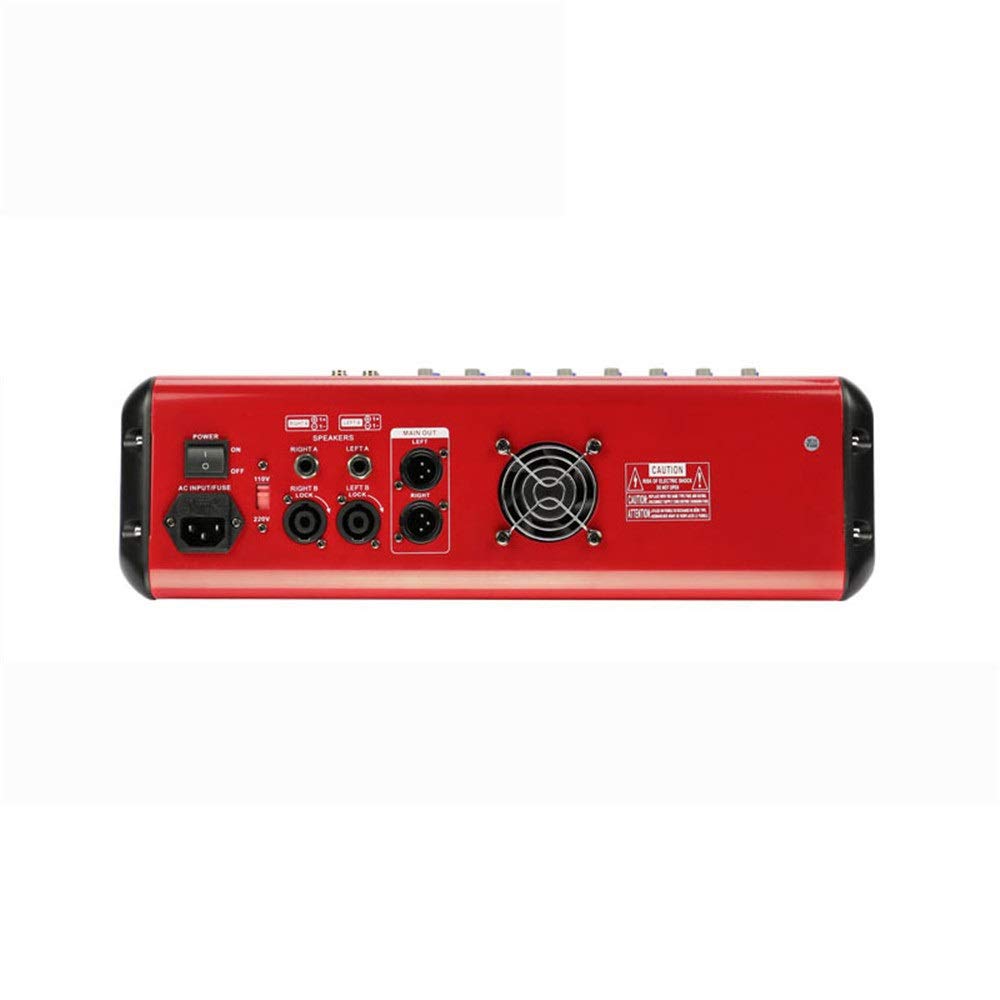DJ Mixer Power Mixer Verstärker 16 Digital LCD Effektmixer Bluetooth Bandmixer mit Spannung Umwandlung unterstützt USB/SD-Karte 250W 6-K Kompakte Mixkonsole (Farbe: Rot